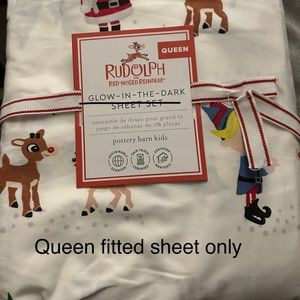 Pottery barn kids Rudolph glow in the dark FITTED Queen sheet